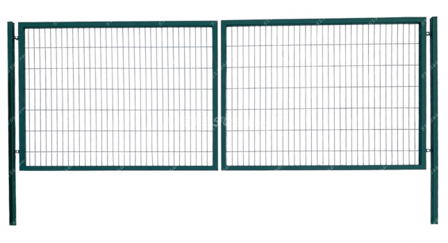 Ворота сетчатые распашные (2,0м*4,0м) с навесами собственного производства зеленые в Калининграде